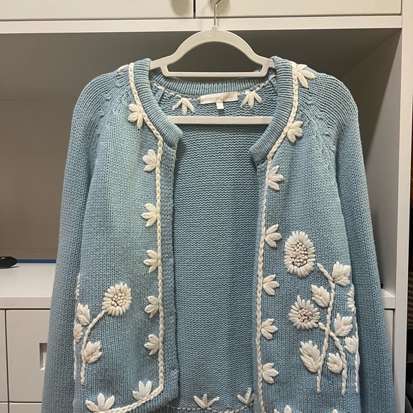 Love Shack Fancy Cornflower Blue Sweater - Picture 2 of 2